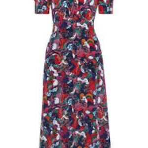 SALONI | Bianca Printed Silk Dress Multicolor